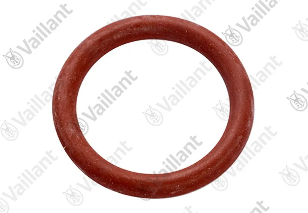 Runde Dichtung in rot von Vaillant, geeignet für verschiedene Anwendungen. Sichtbar ist das durchgehende, gleichmäßige Ringdesign ohne erkennbare Maße.
